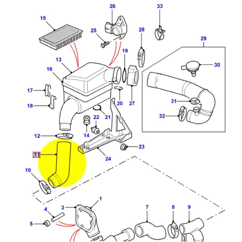 Air intake hose TD5 - Def