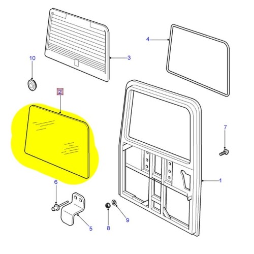 Glass clear rear safari door - 2002 on