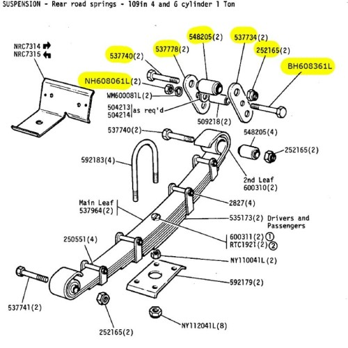 Pair rear shackle plate & screw - One Ton & military