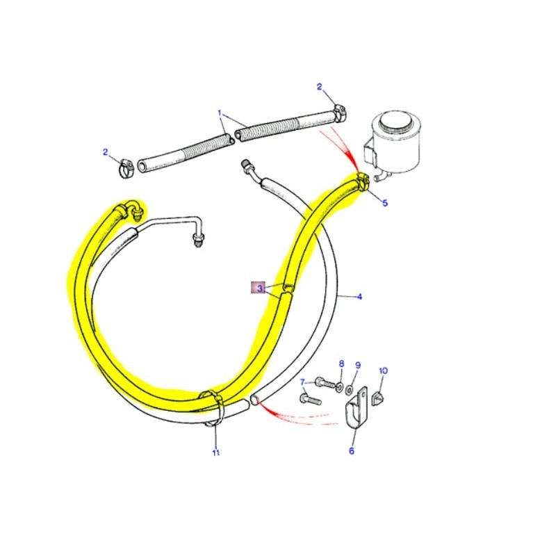 Tuyau hydraulique boîtier - réservoir - V8