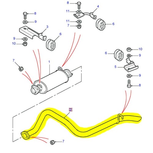 Rear exhaust tailpipe 300TDi 1996on - Def90