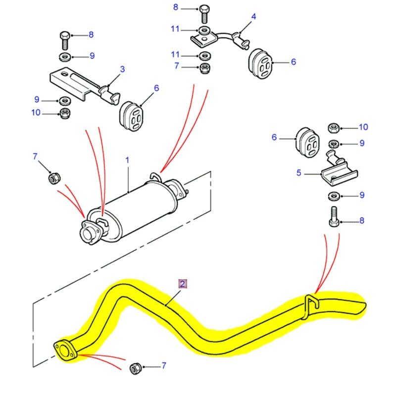 Rear exhaust tailpipe 300TDi 1996on - Def90