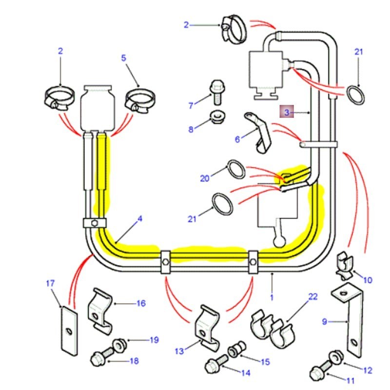 Power steering hose reservoir to box - TD5