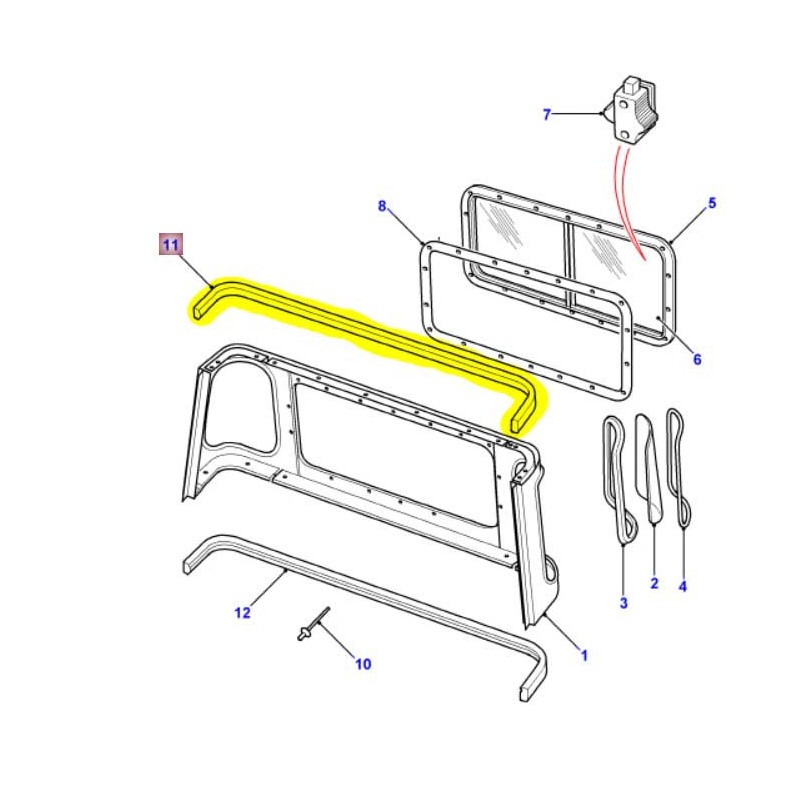 Truck cab rear window panel to roof rubber seal