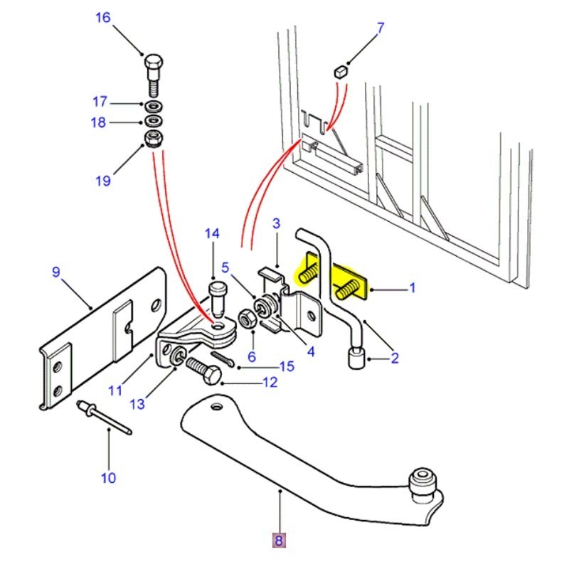 Support - platine ressort de porte arrière