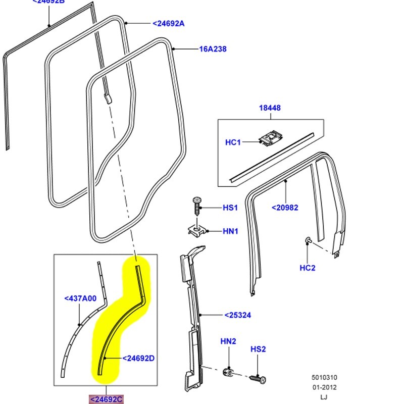 Seal LH lower rear door