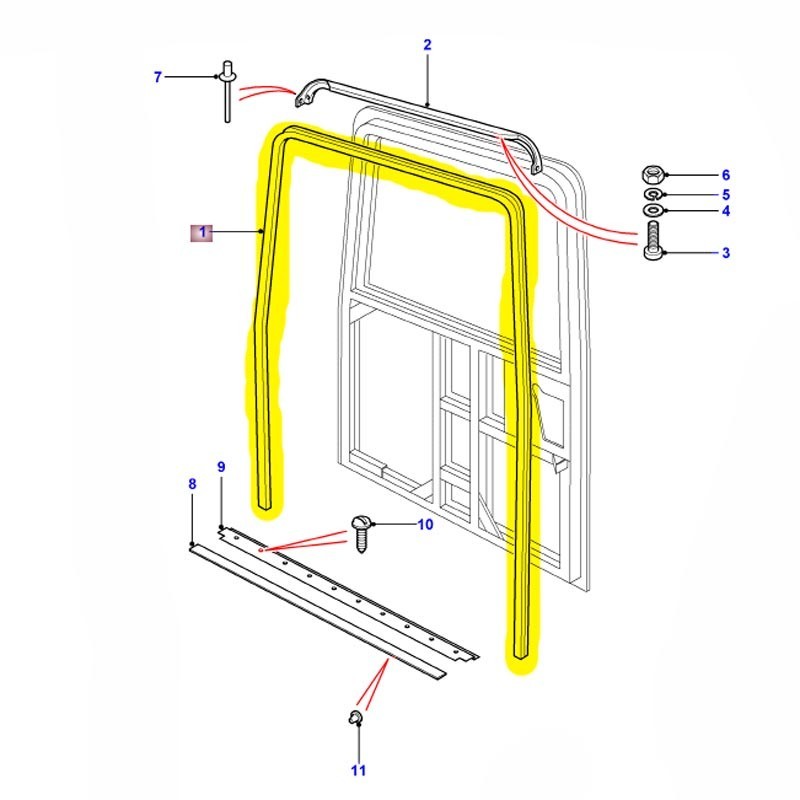 Rear safari door seal to 1999