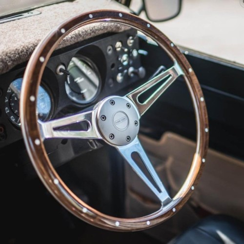 Wood rim 15" steering wheel & silver 48 spline boss