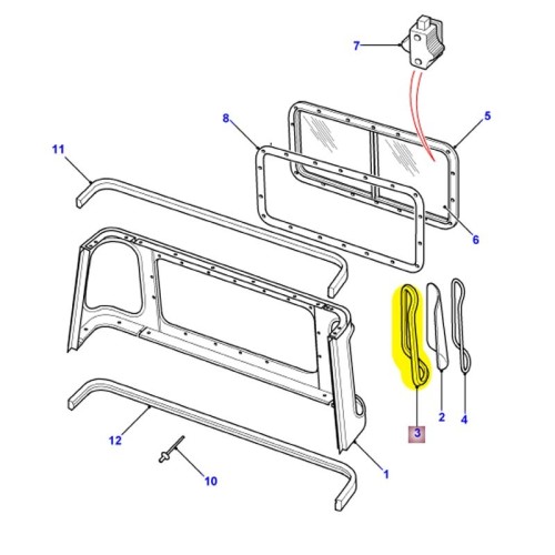 Joint fenêtre bombée cabine pick-up - vitre 4mm