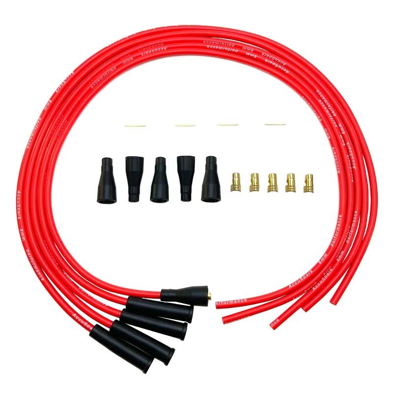 Kit fils de bougie Matière:Silicone 4 cyl. - rouge