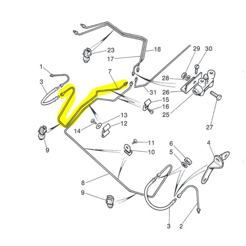 Tuyau de frein avant droit - double circuit - avant 1980