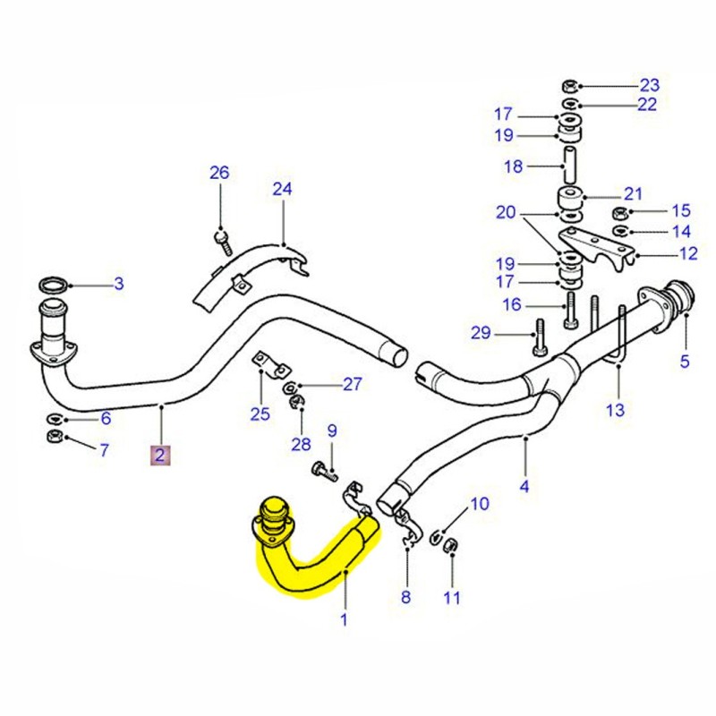 Exhaust front pipe LH V8 - up to 1984