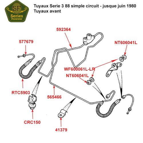 Tuyaux de frein Serie 3 88" - simple circuit