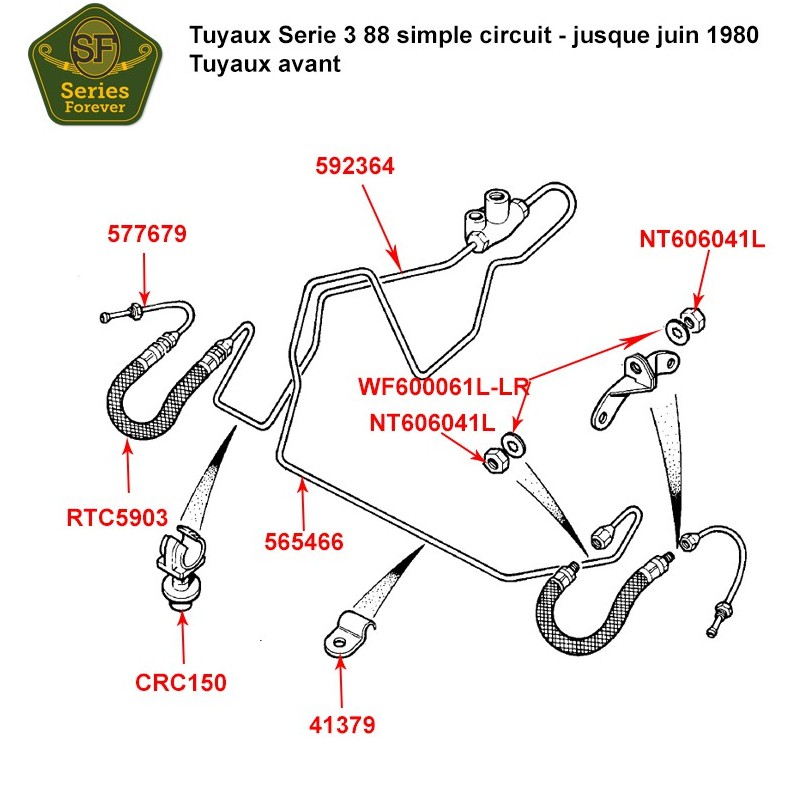 Brake pipes Serie 3 88" - single line system