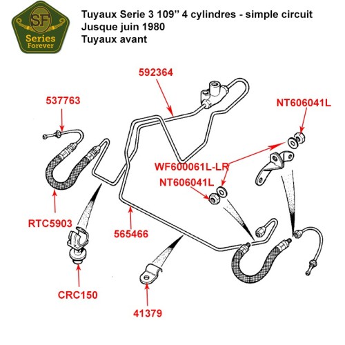 Brake pipes Serie 3 109" 4 cyl. - single line system