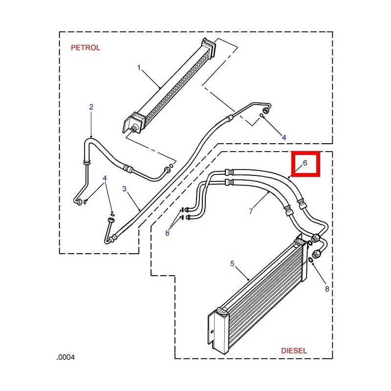 Hose oil cooler to filter