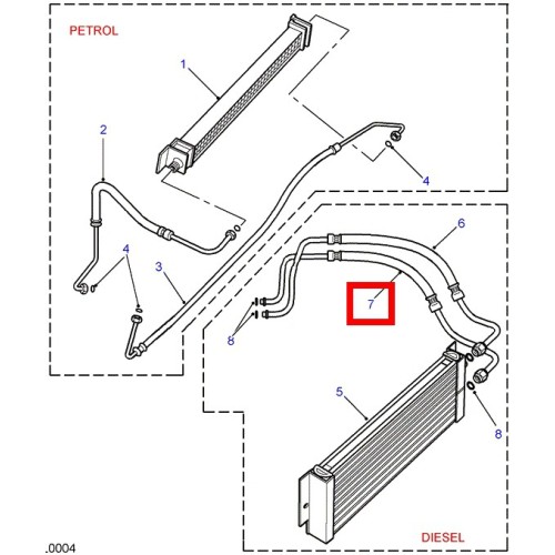 Hose oil cooler to filter