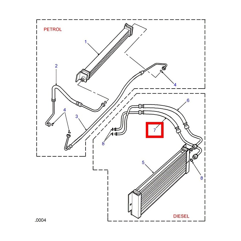 Hose oil cooler to filter