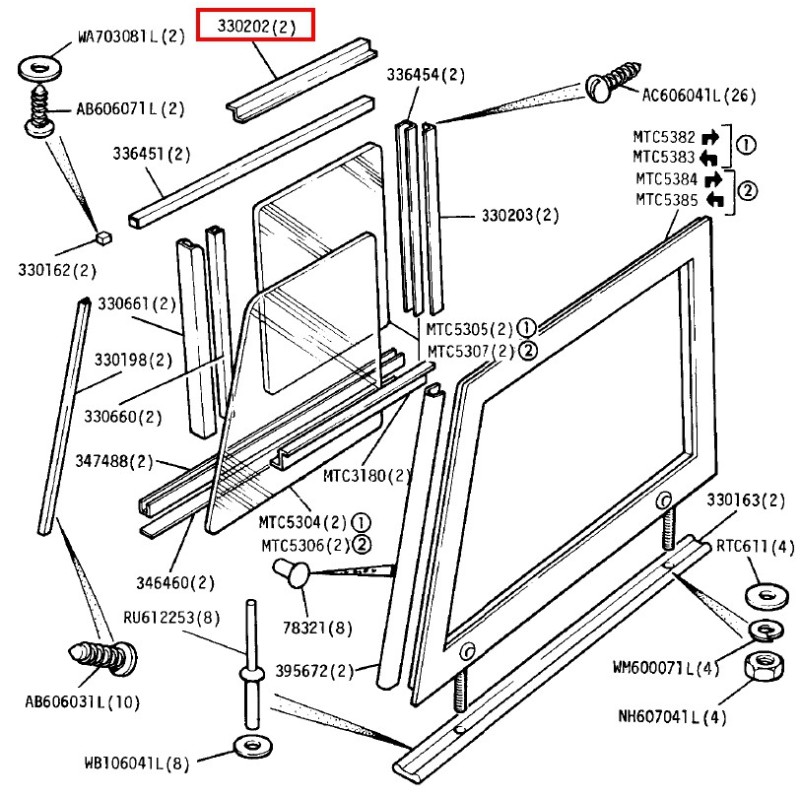 Door top fixed glass spacer piece
