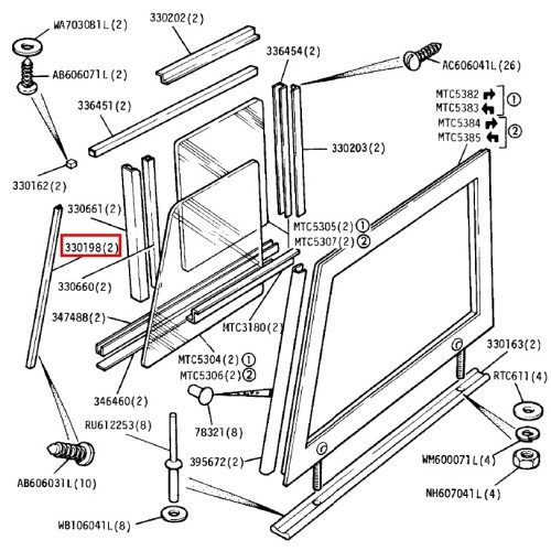 Door top fixed glass retainer