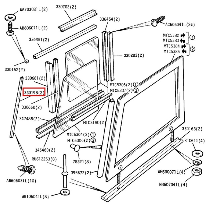 Door top fixed glass retainer