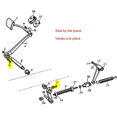 Clavette pour pédale et levier d'embrayage 1948-54
