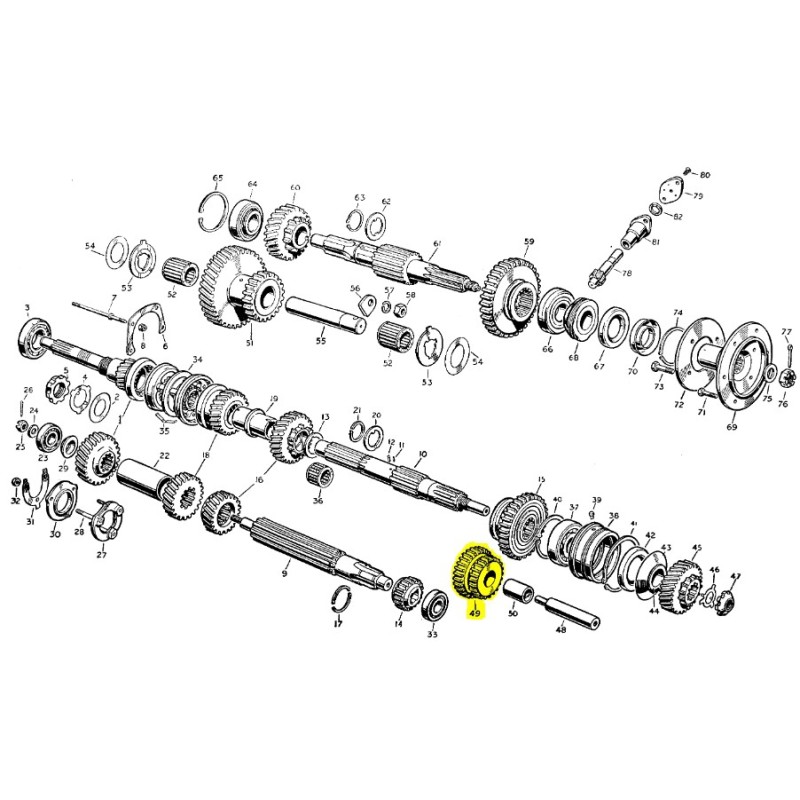 Pignon de marche arrière assemblé