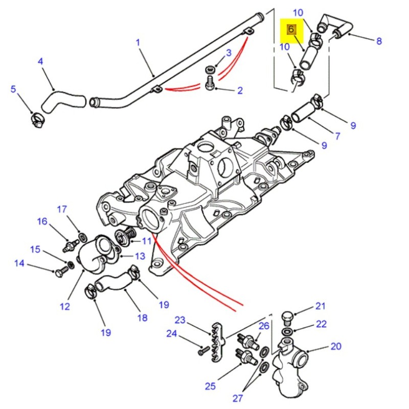 Tuyau de chauffage / refroidissement - V8